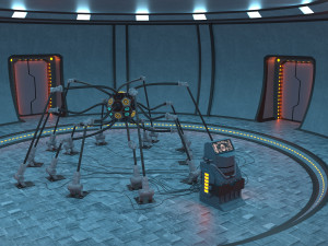 Futuristic Sci-fi Cyber Scientific Laboratory-Headquarters 3D Model
